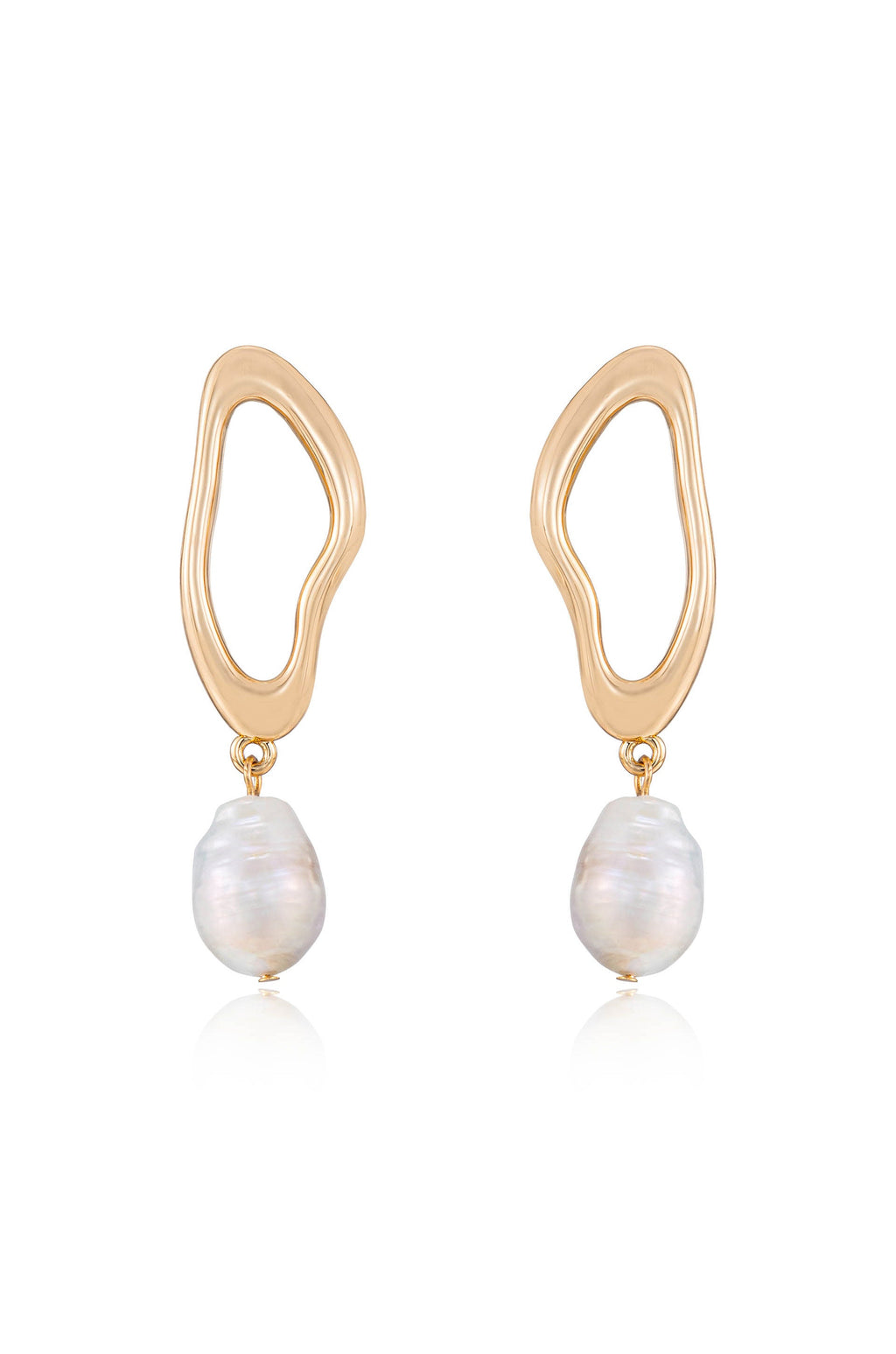 Open Circle Freshwater Pearl Earrings