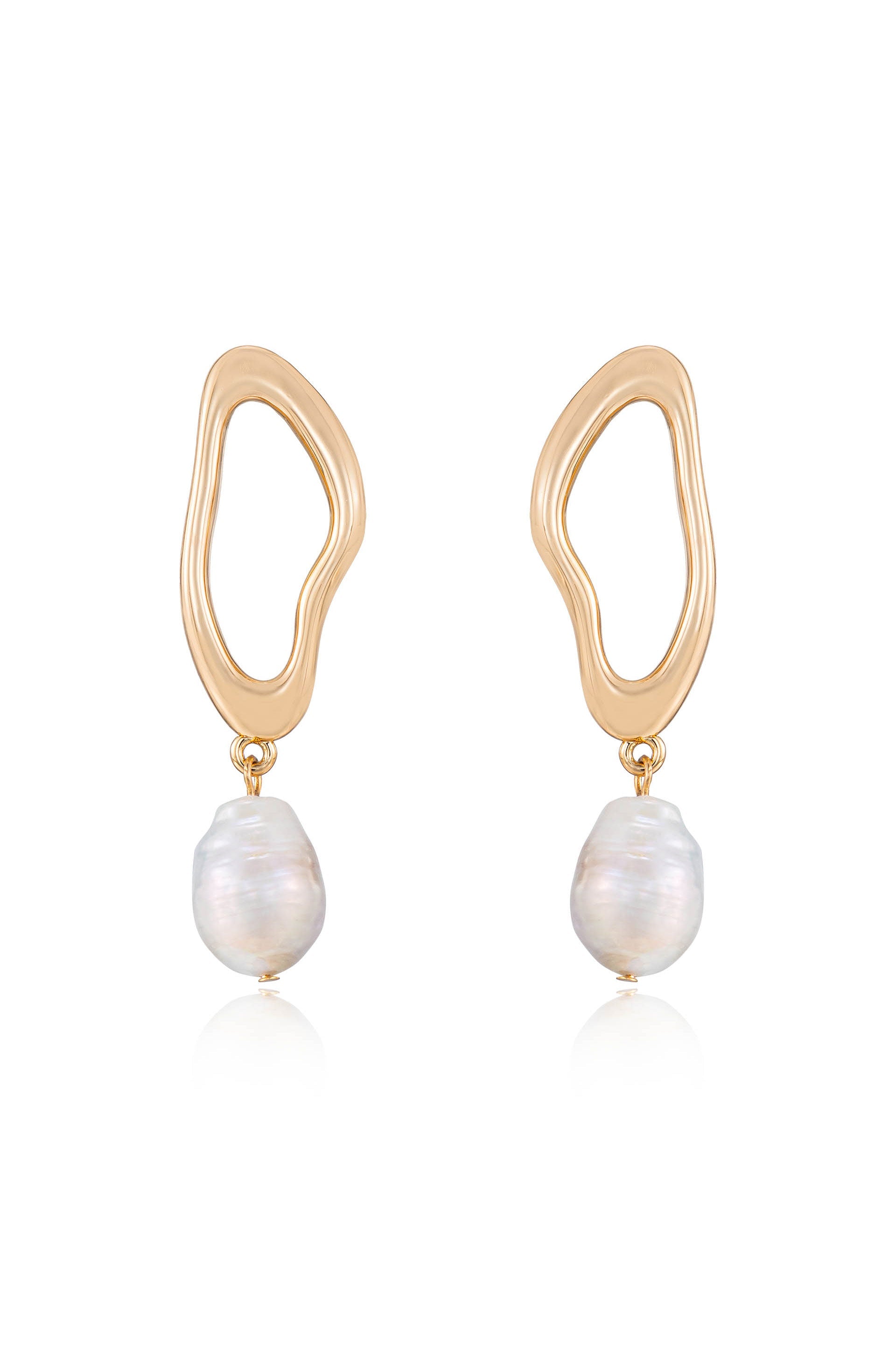 Open Circle Freshwater Pearl Earrings