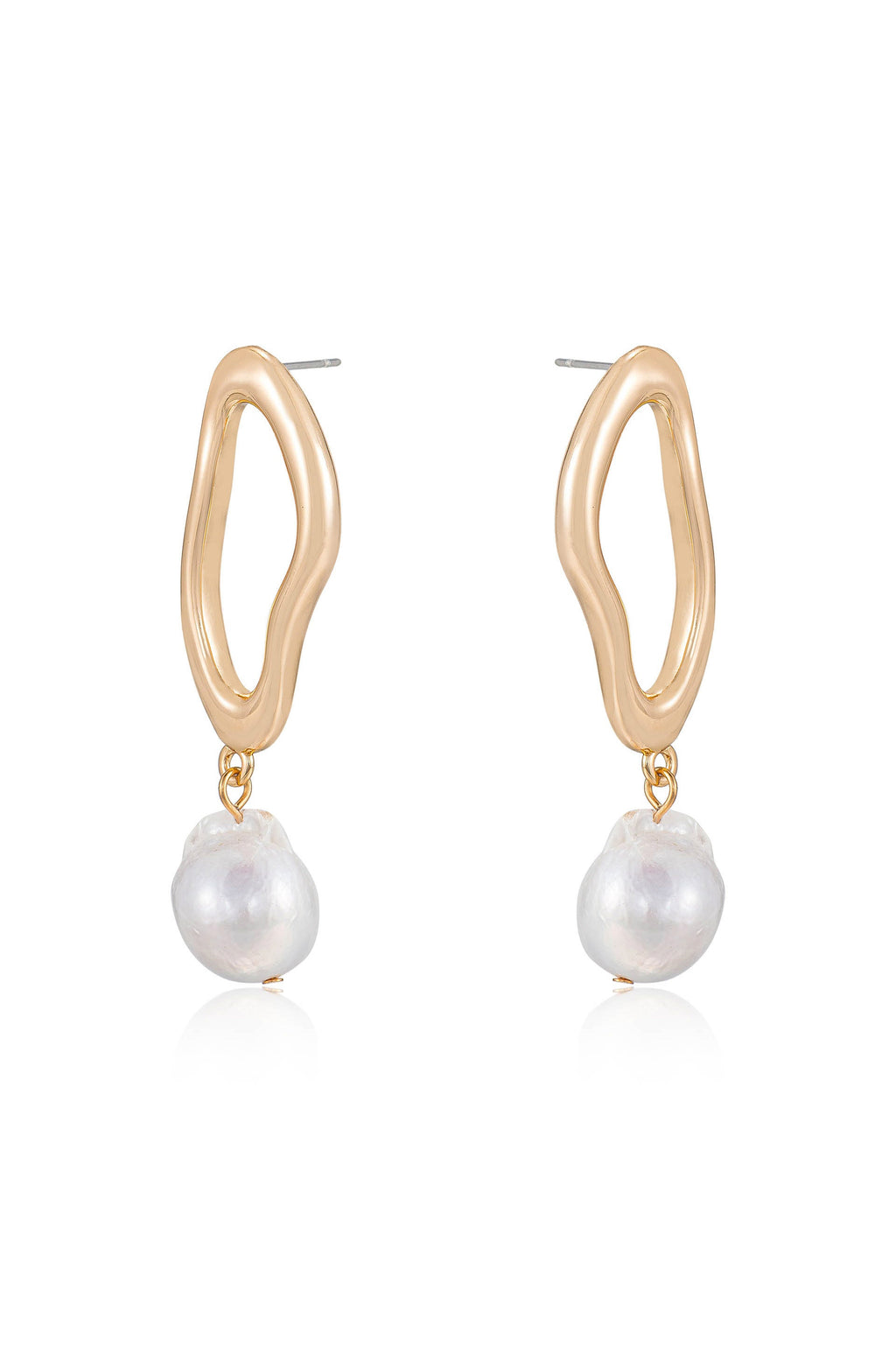 Open Circle Freshwater Pearl Earrings
