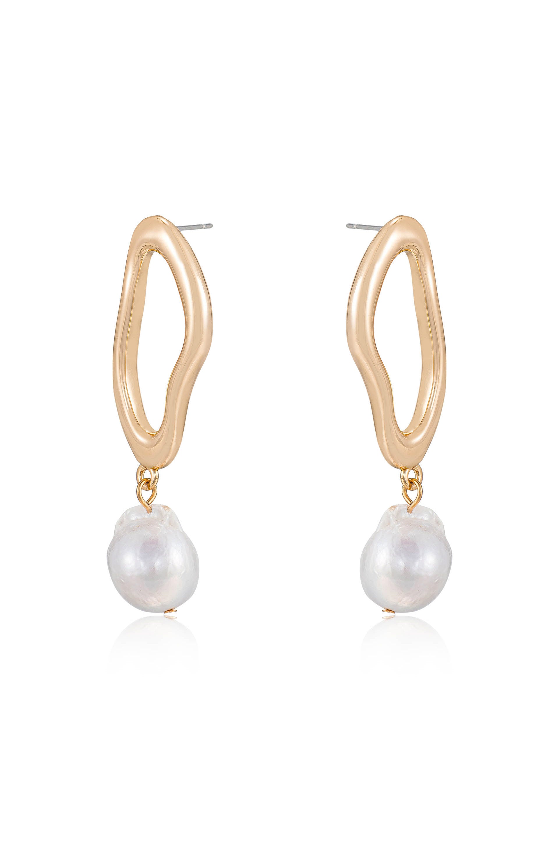 Open Circle Freshwater Pearl Earrings