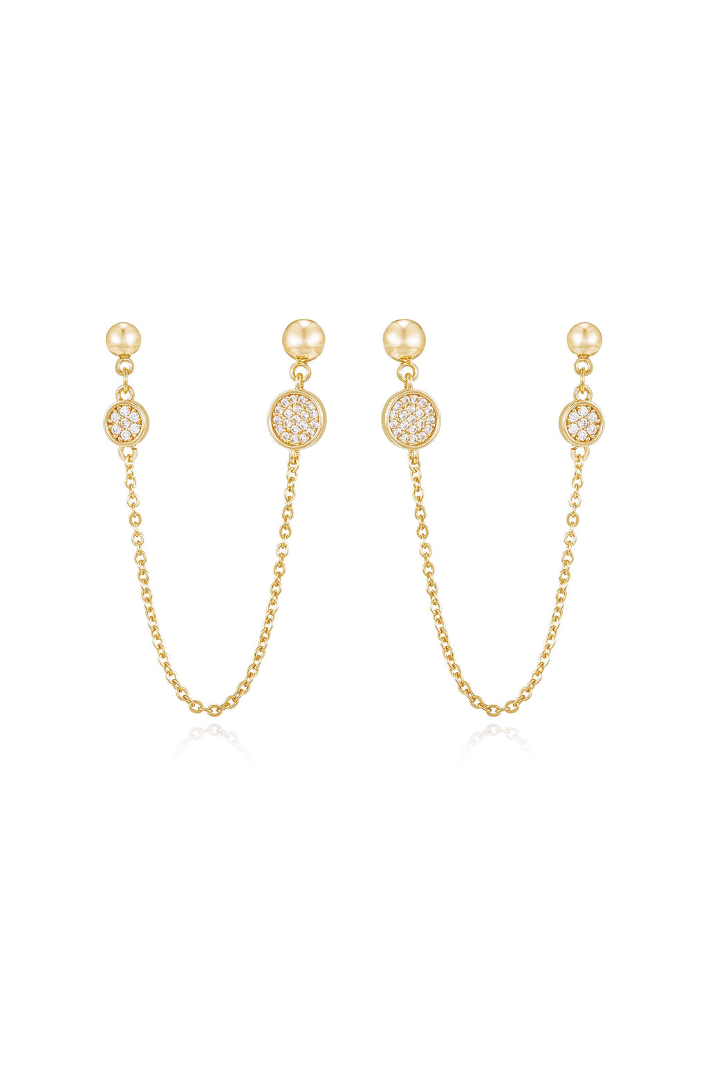 Double Piercing Chain Drop Earrings