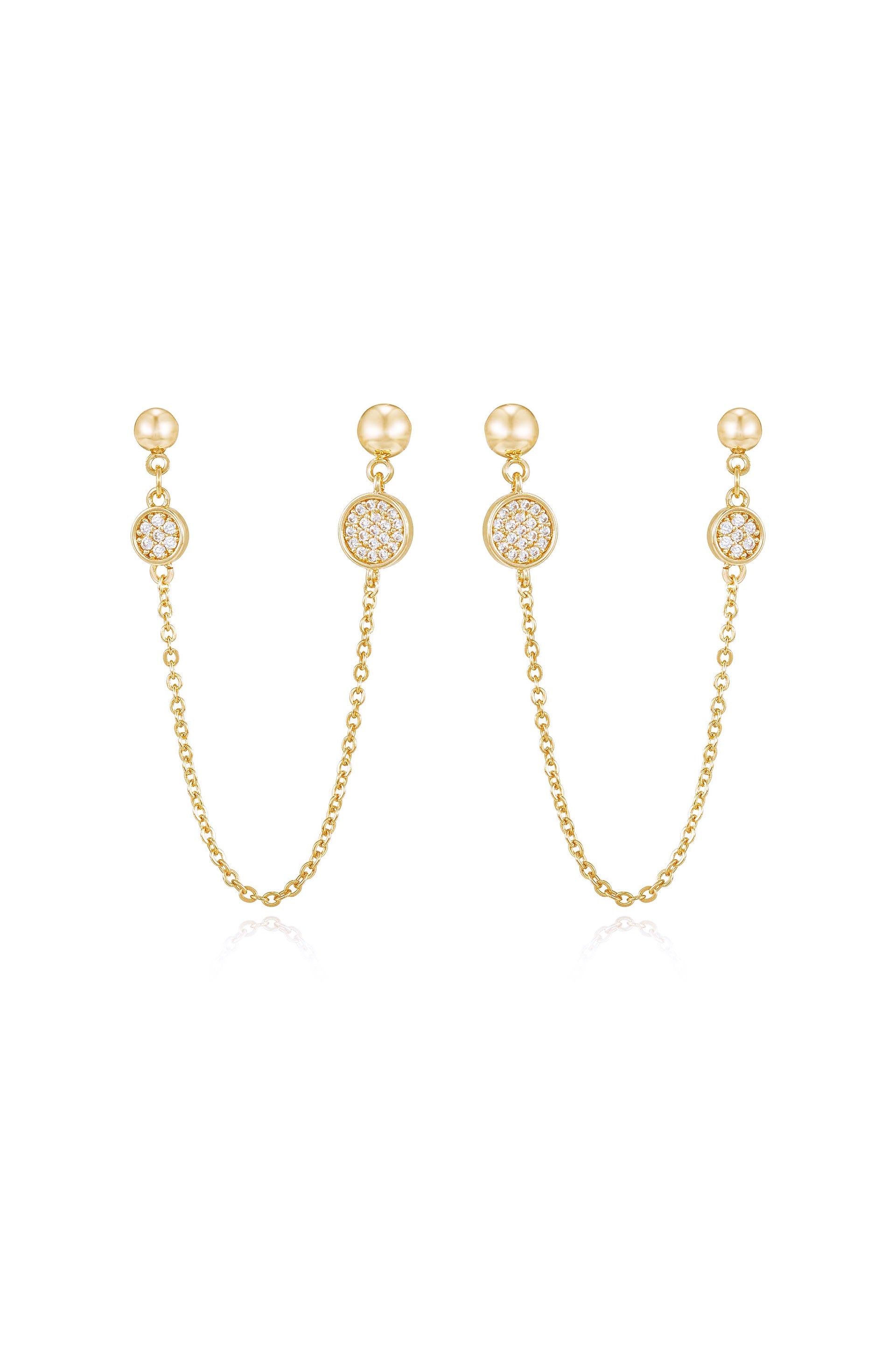 Double Piercing Chain Drop Earrings