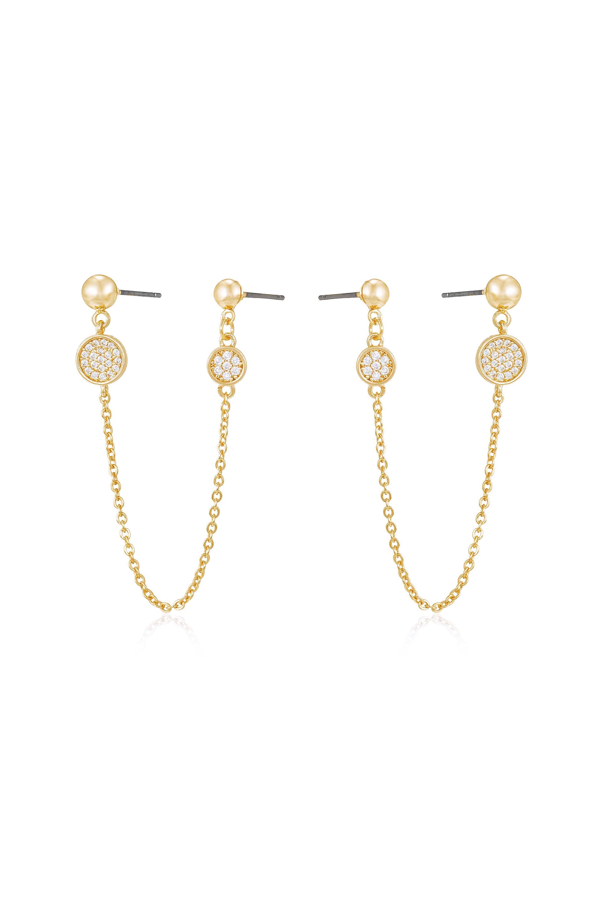 Double Piercing Chain Drop Earrings