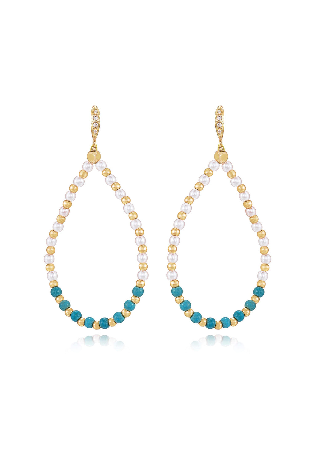 Turquoise and Pearl Teardrop Earrings