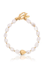 Freshwater Pearl and Gold Nugget Toggle Bracelet