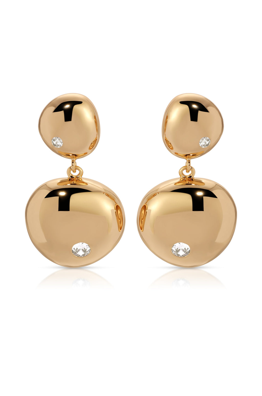 Polished Double Pebble Drop Earrings
