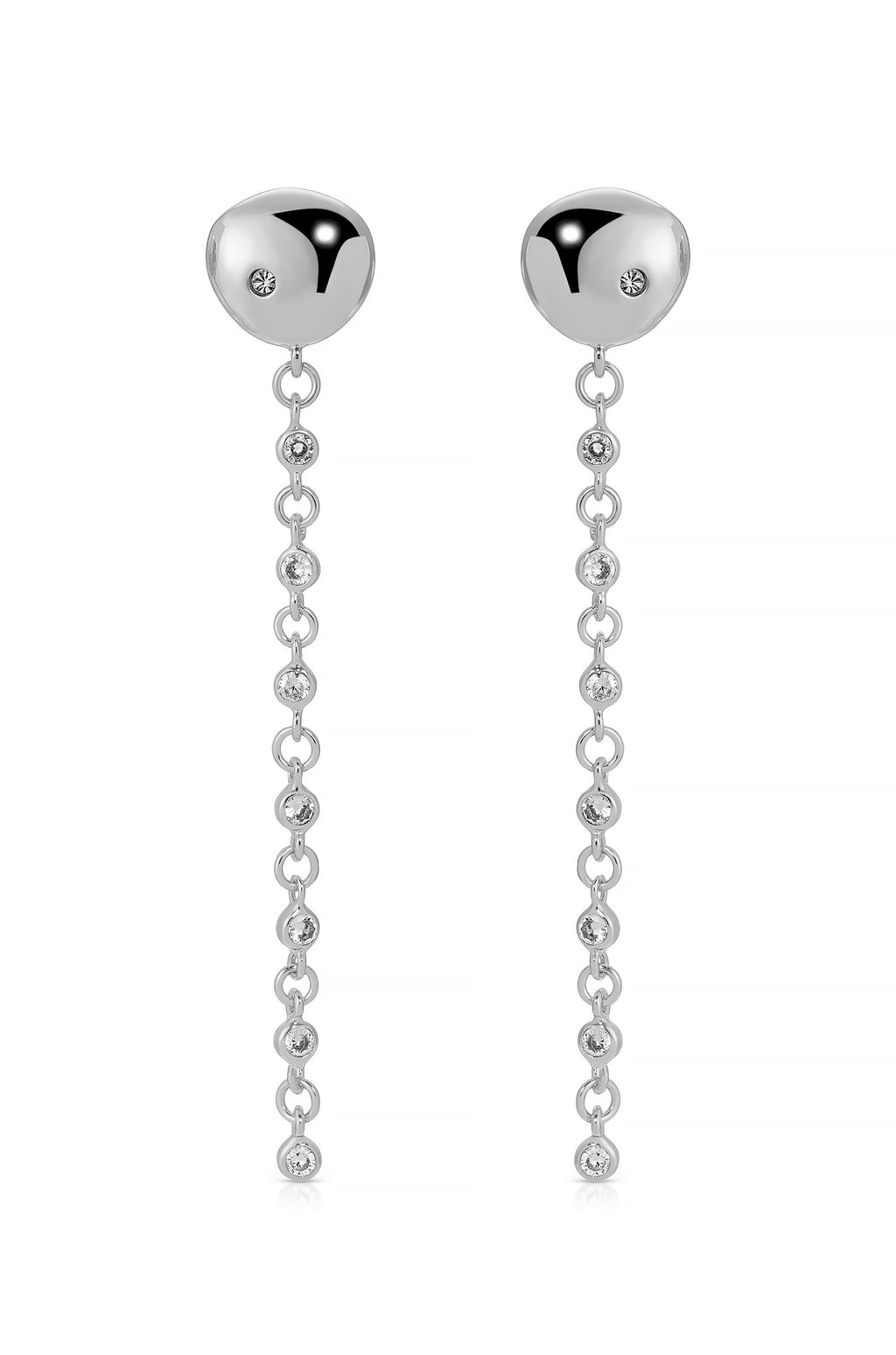 Polished Pebble Linear Chain Earrings