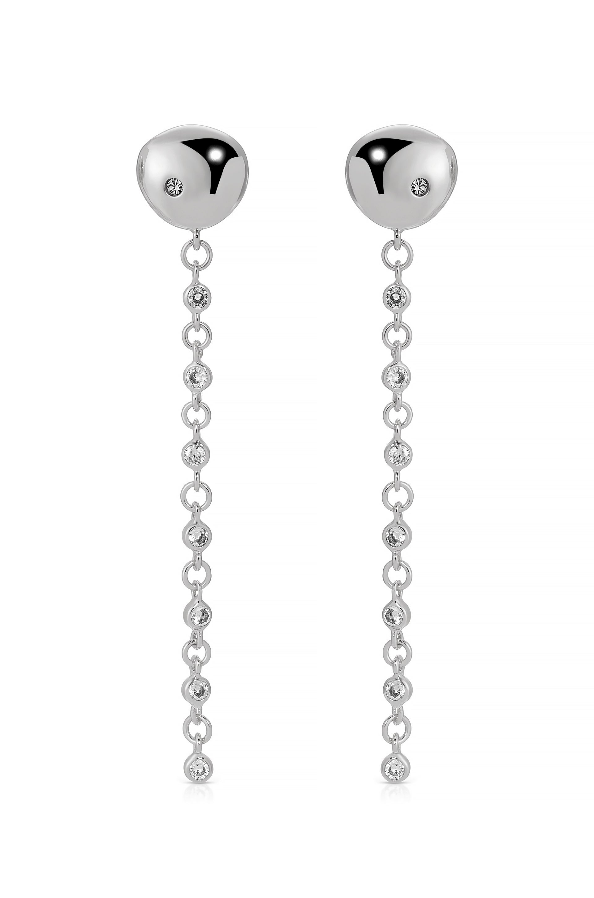 Polished Pebble Linear Chain Earrings