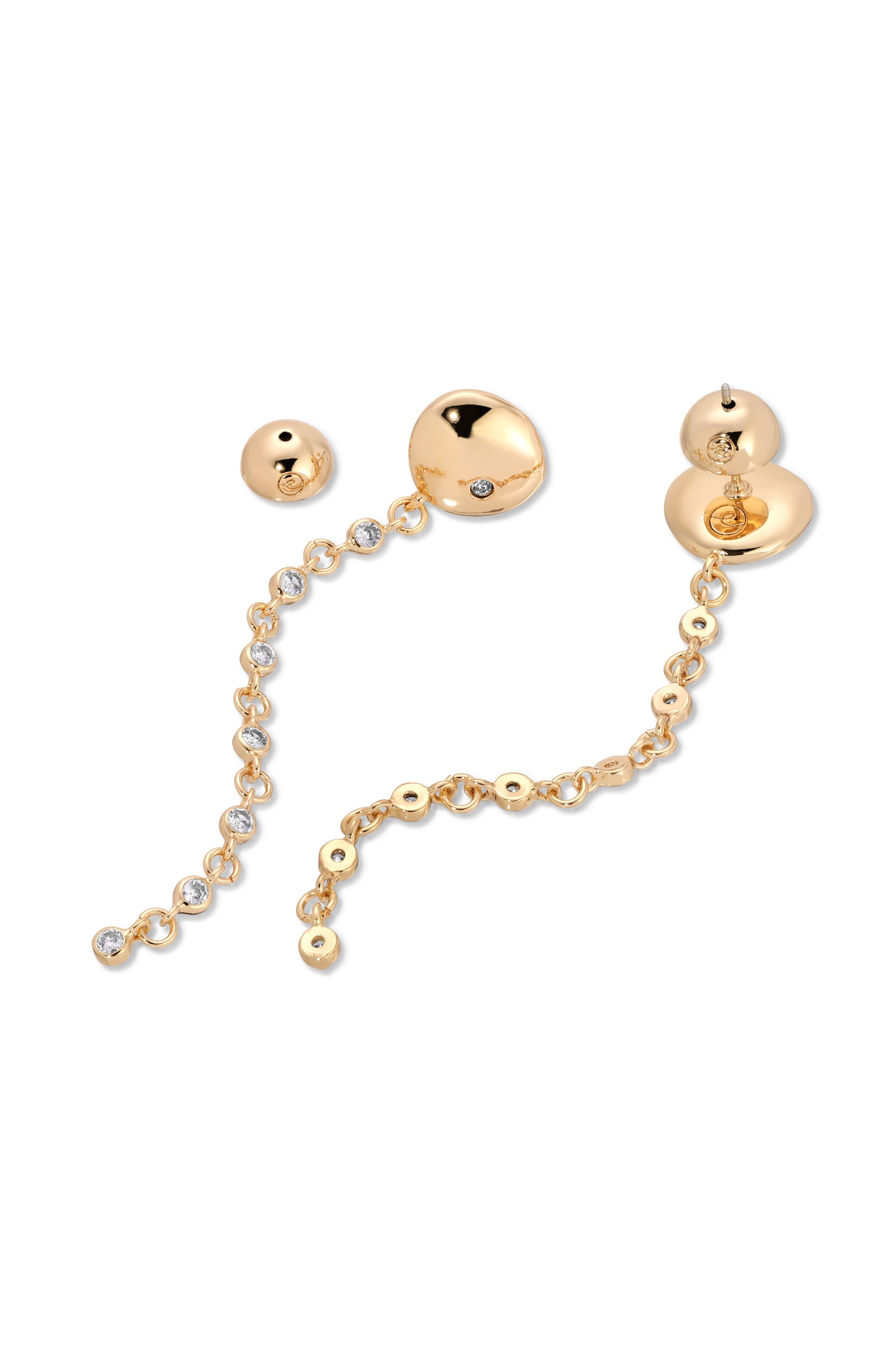 Polished Pebble Linear Chain Earrings