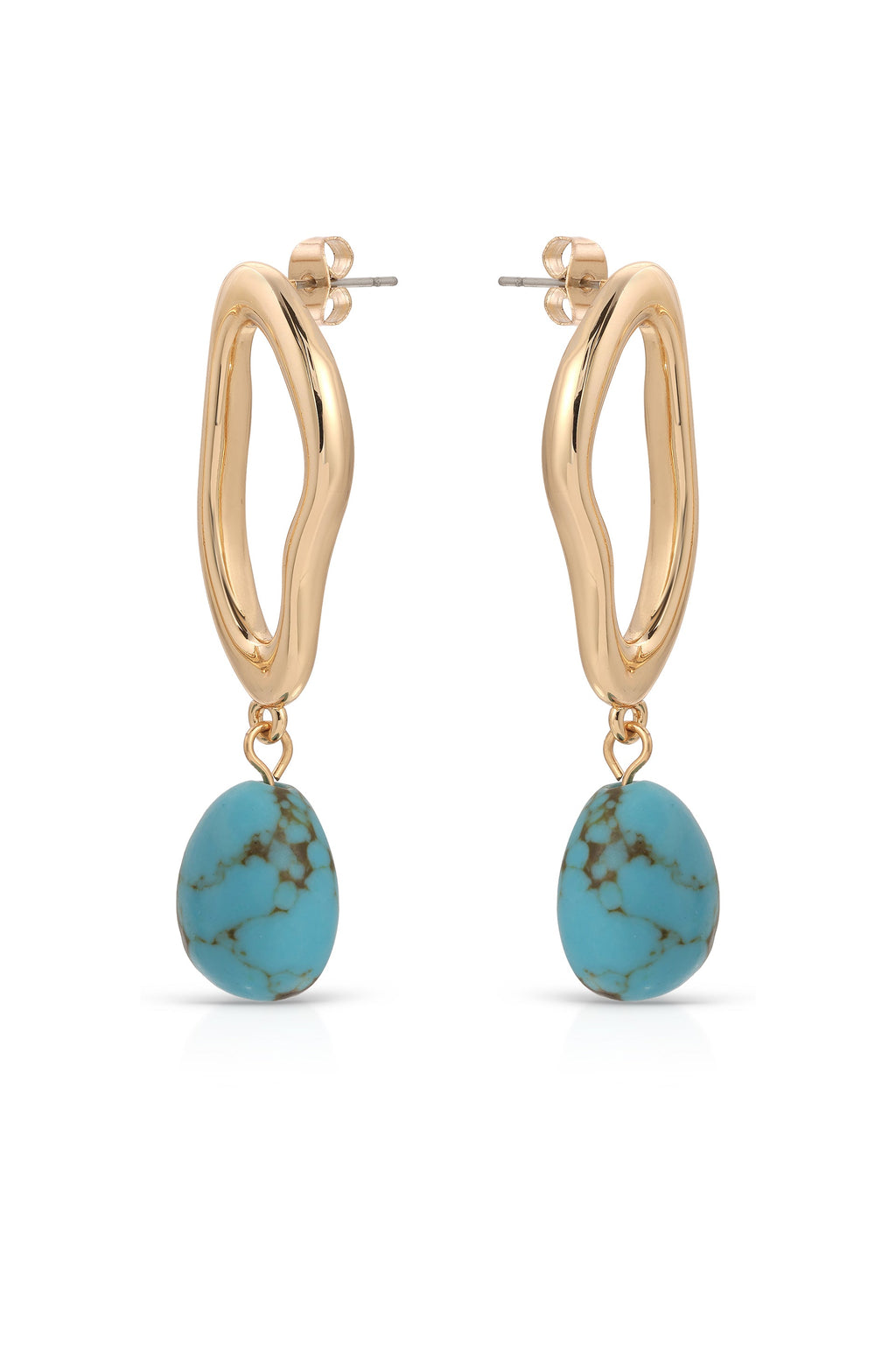 Open Circle Turquoise Dangle Earrings