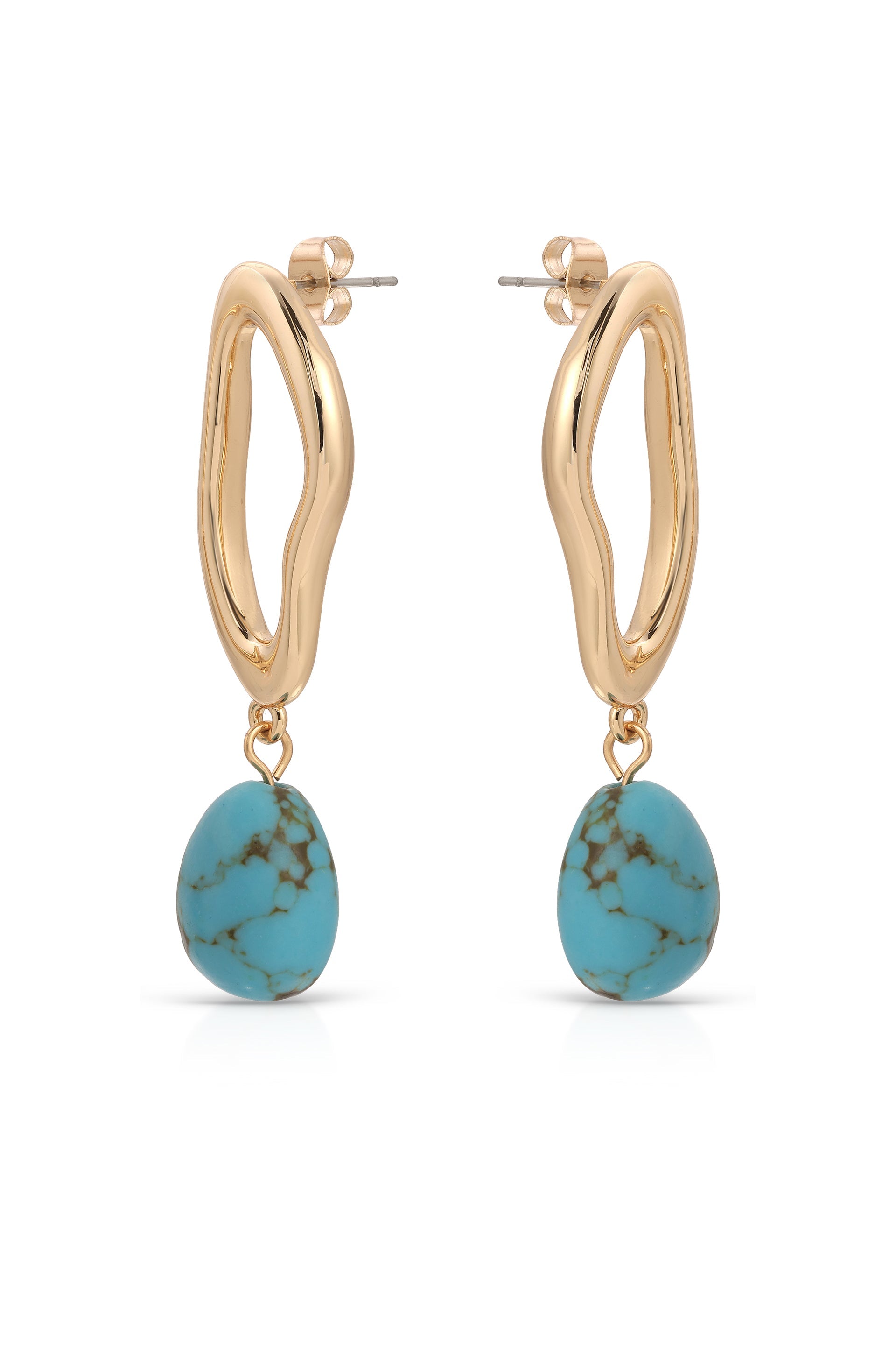 Open Circle Turquoise Dangle Earrings