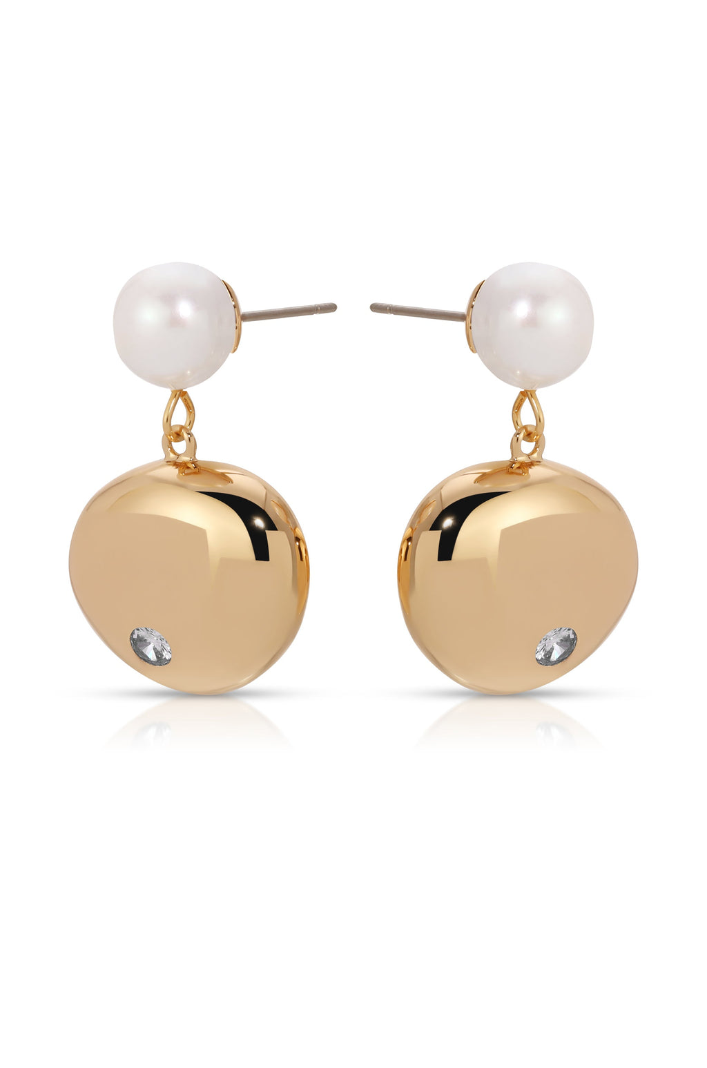 Large Pebble and Pearl Dangle Earrings