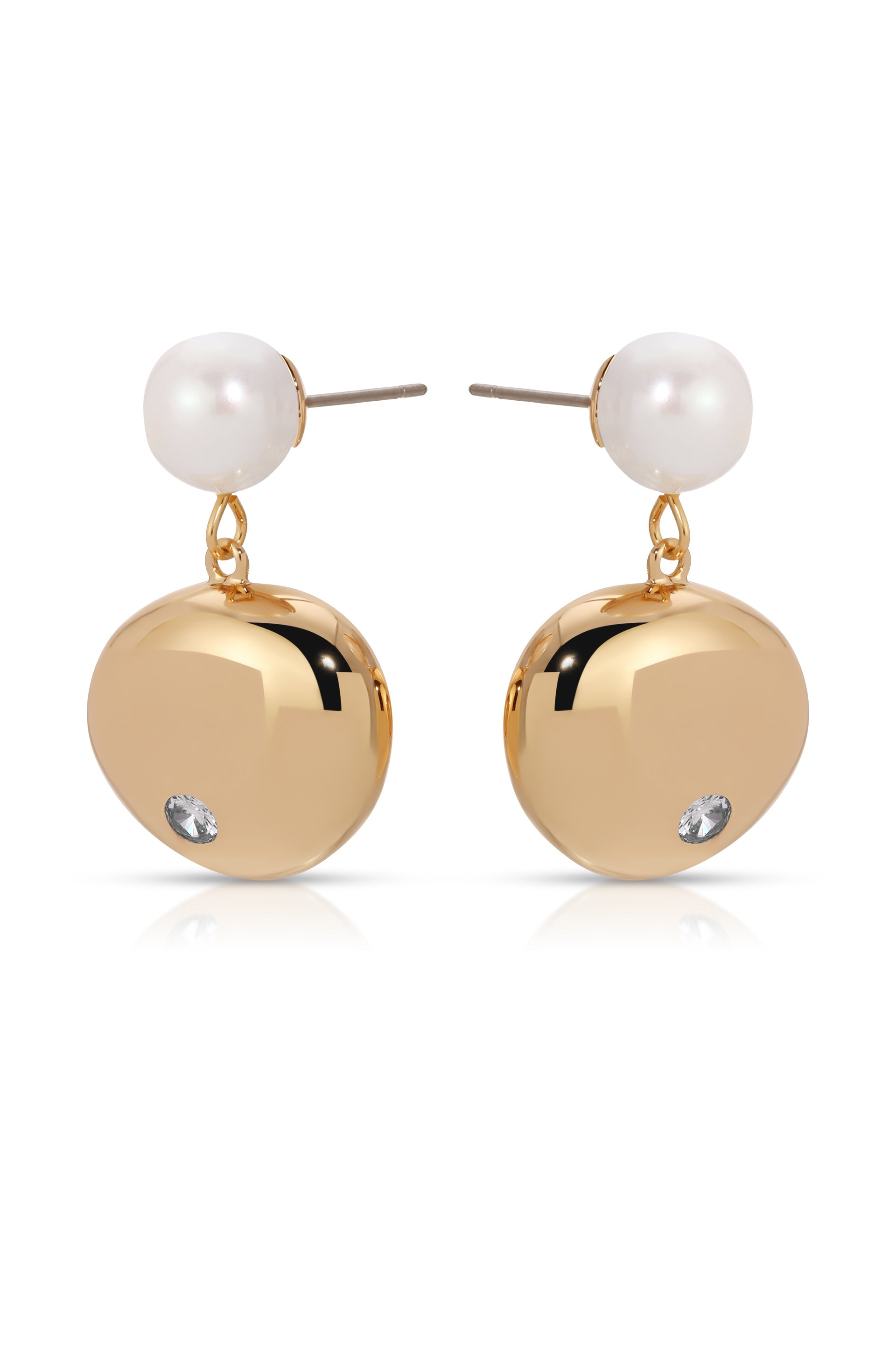 Large Pebble and Pearl Dangle Earrings