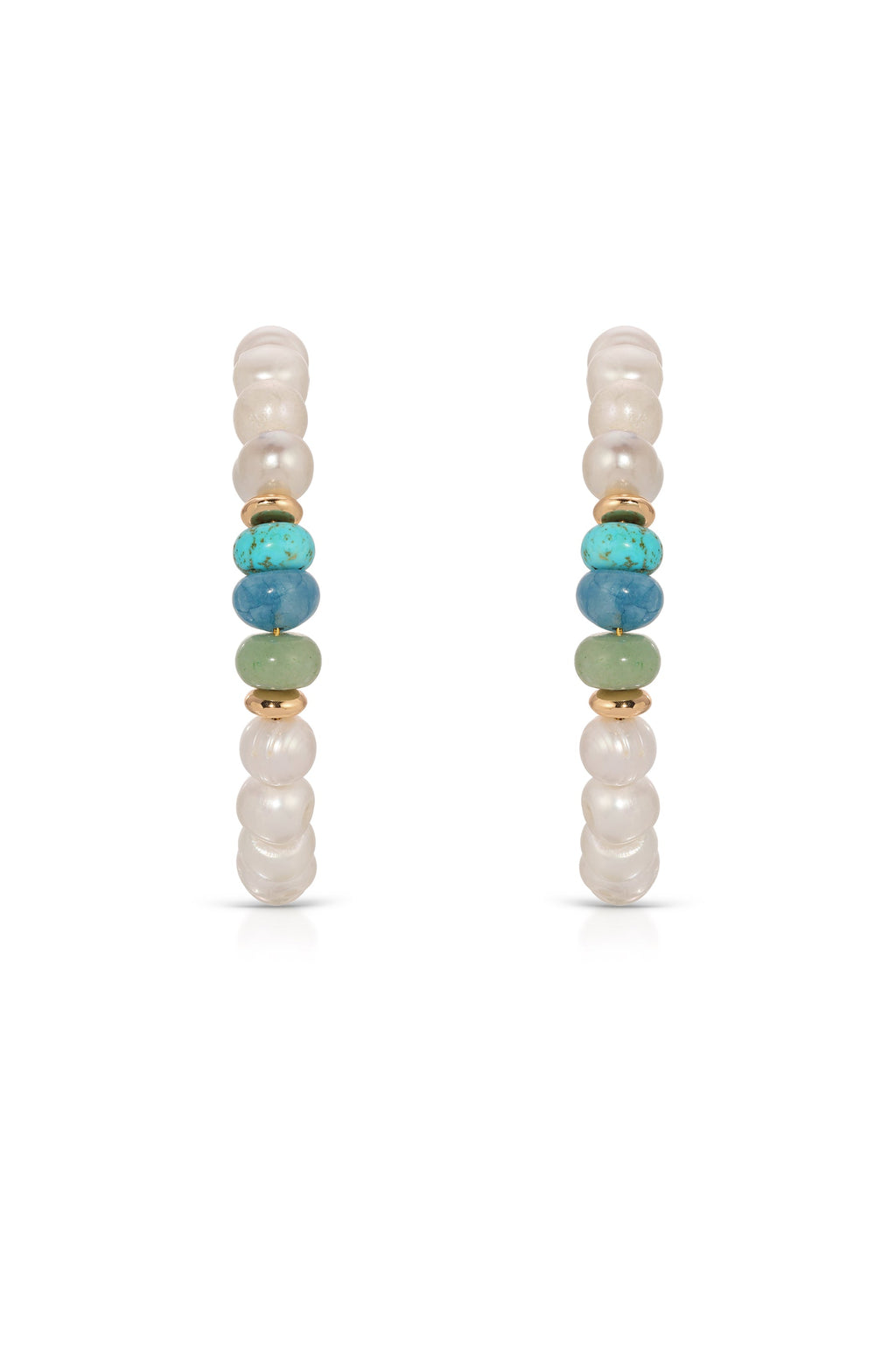 Beach Day Pearl and Gemstone Hoop Earrings