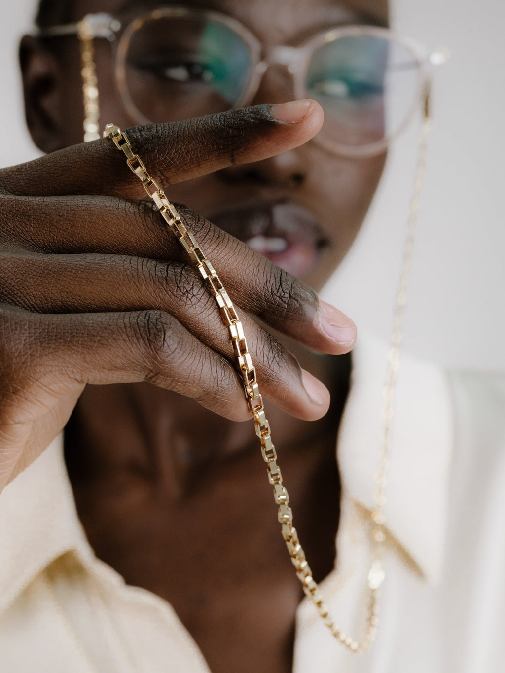 Golden Rays Rectangle Eyeglass Chain