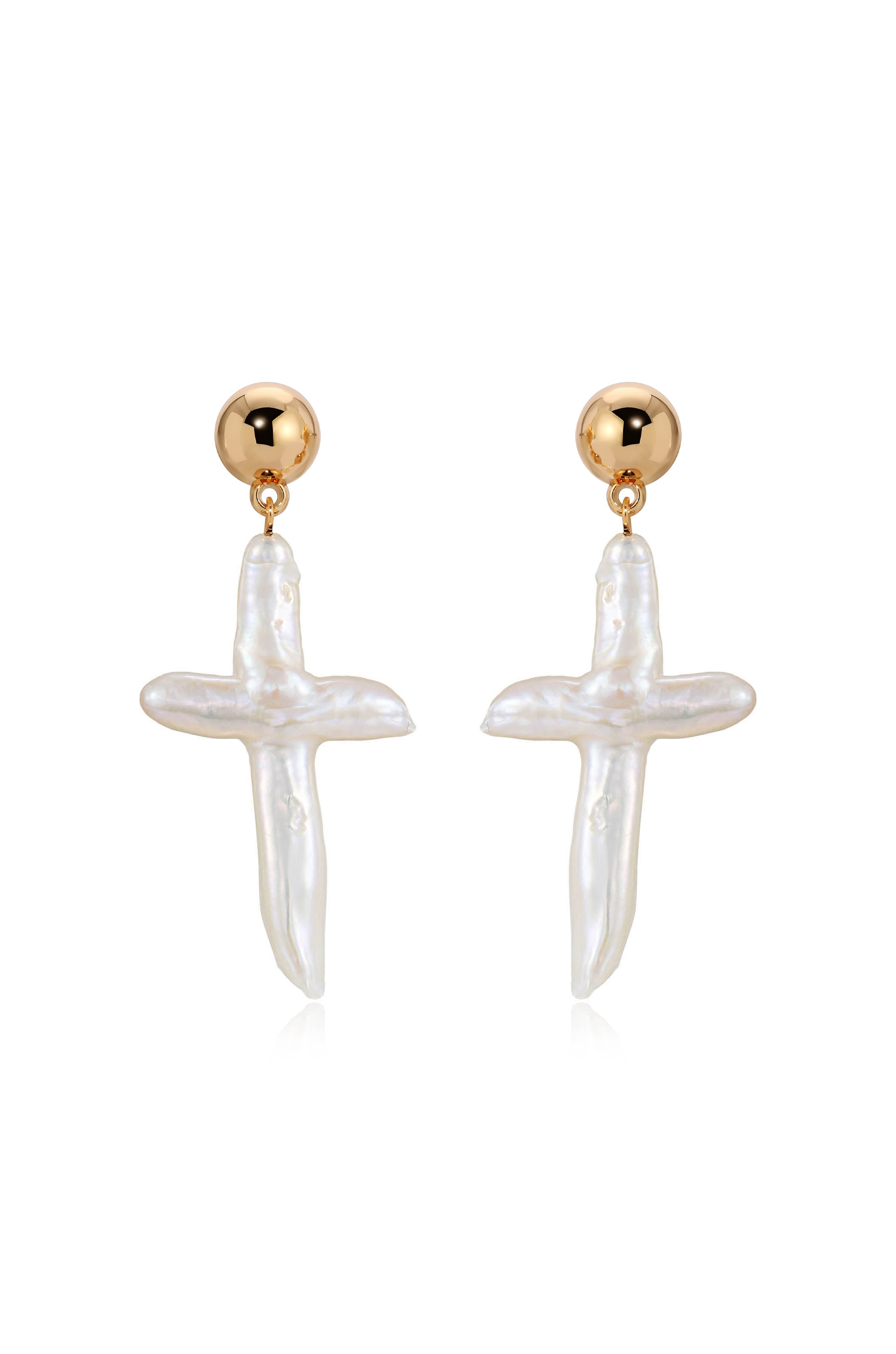 Organic Freshwater Pearl Cross Earrings