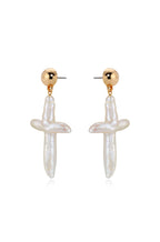 Organic Freshwater Pearl Cross Earrings