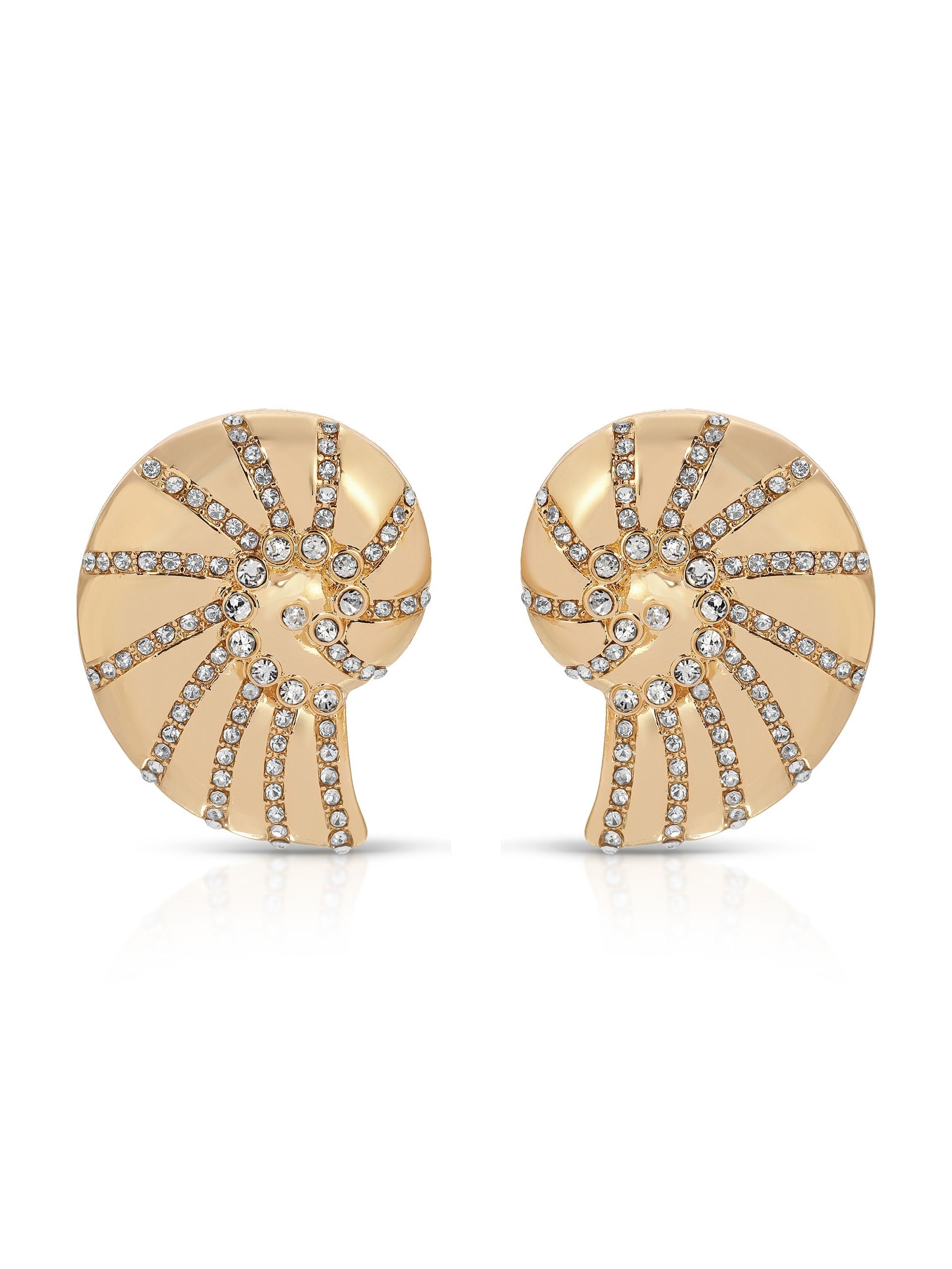 Crystal Studded Nautilus Shell Earrings