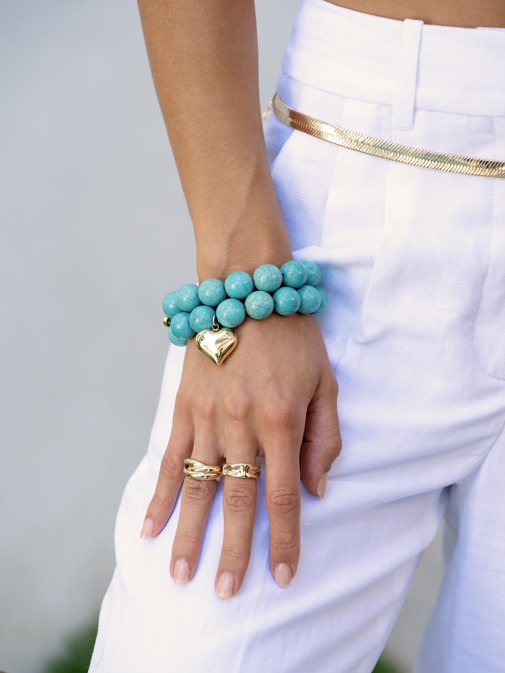 Luck and Love Turquoise Heart Bracelet Set