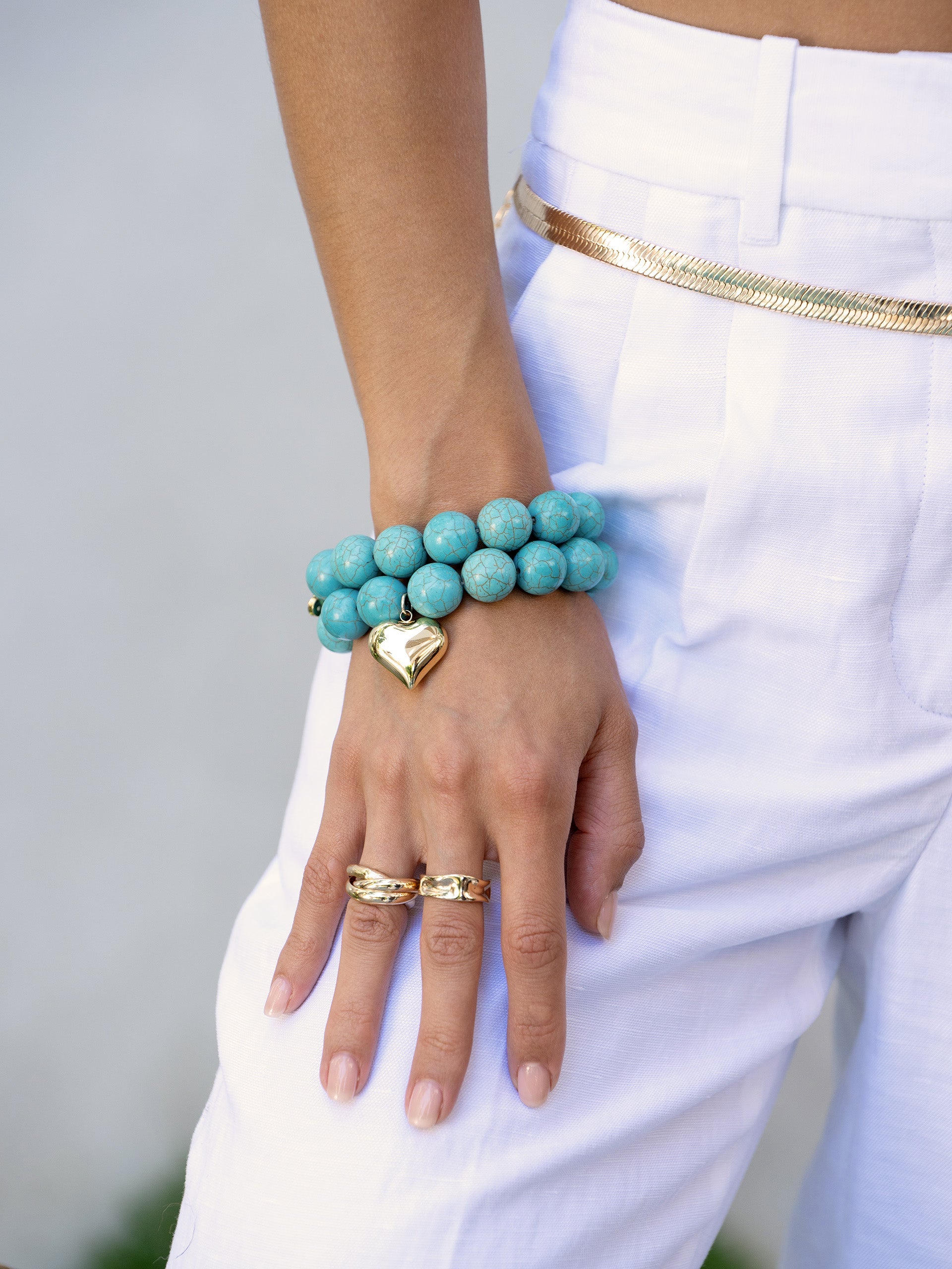Luck and Love Turquoise Heart Bracelet Set