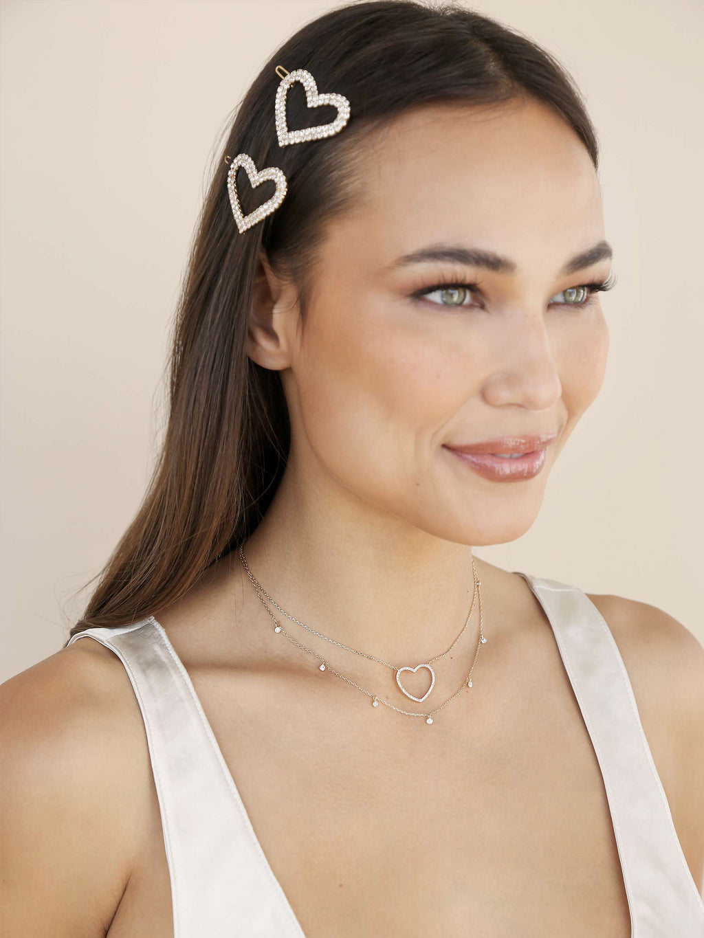 Aphrodite Heart Crystal Barrette Set