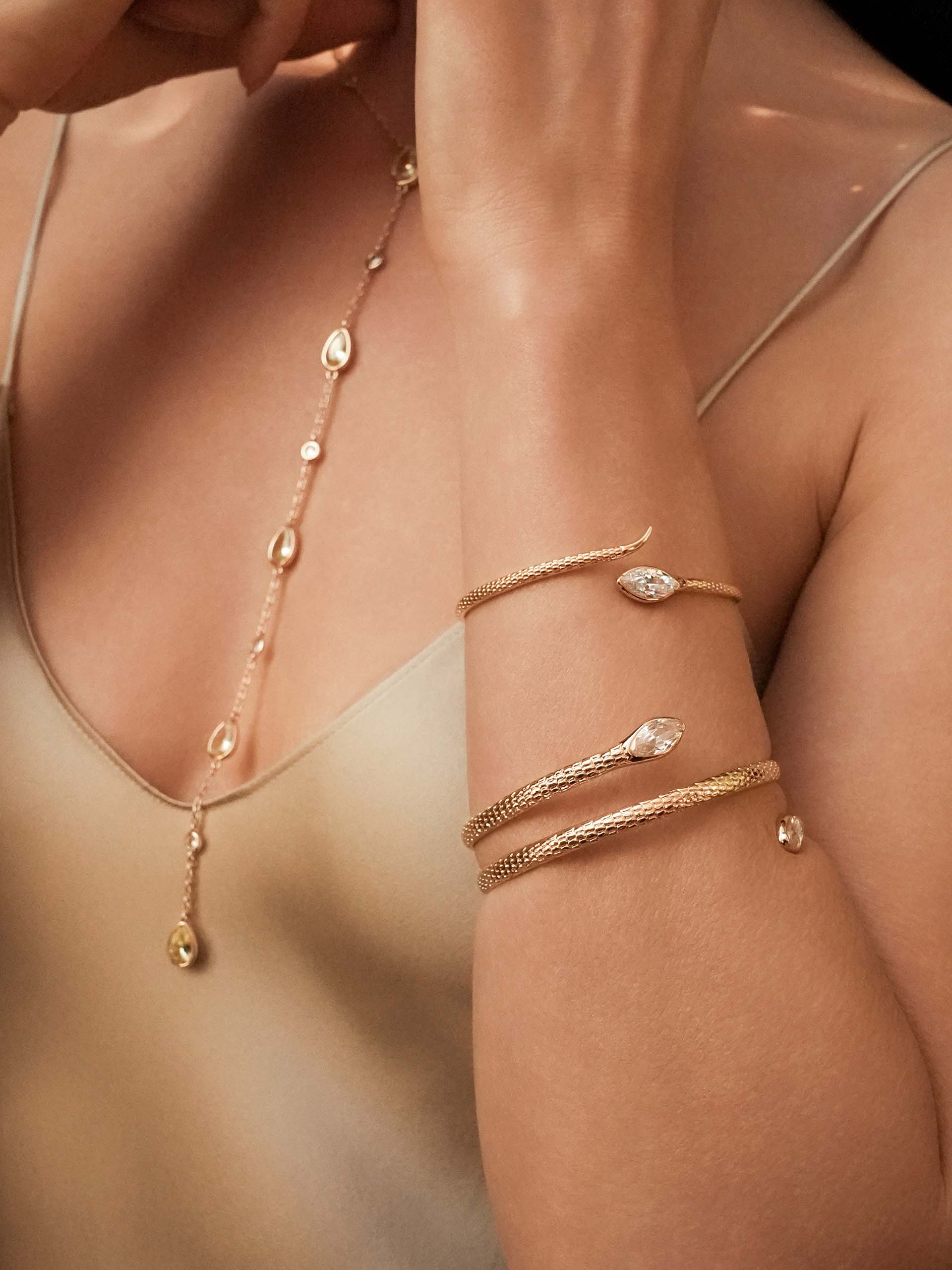 Marquise Snake Cuff Bracelet