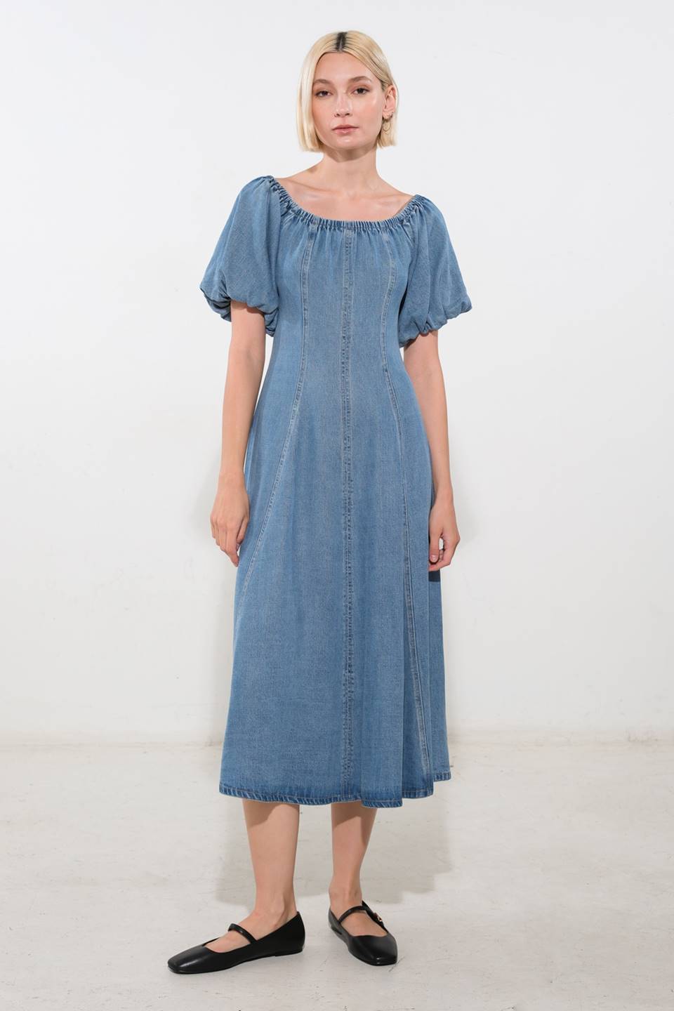 Coastal Cutie Off-Shoulder Tencel Midi Dress