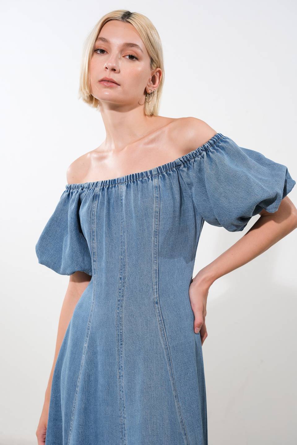 Coastal Cutie Off-Shoulder Tencel Midi Dress