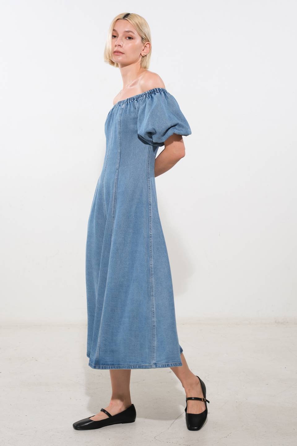 Coastal Cutie Off-Shoulder Tencel Midi Dress