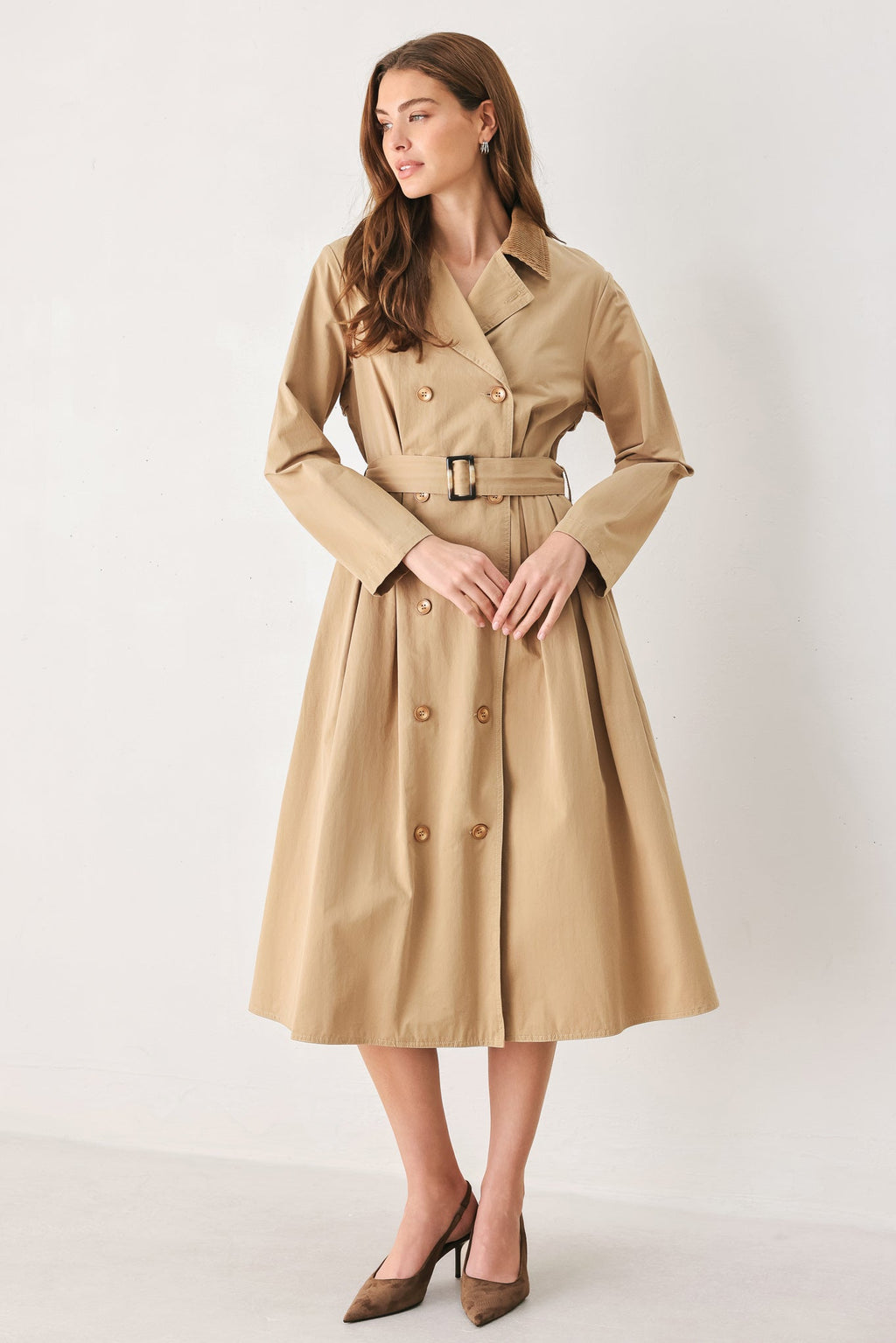 Falling Leaves Midi Trench Coat Dress