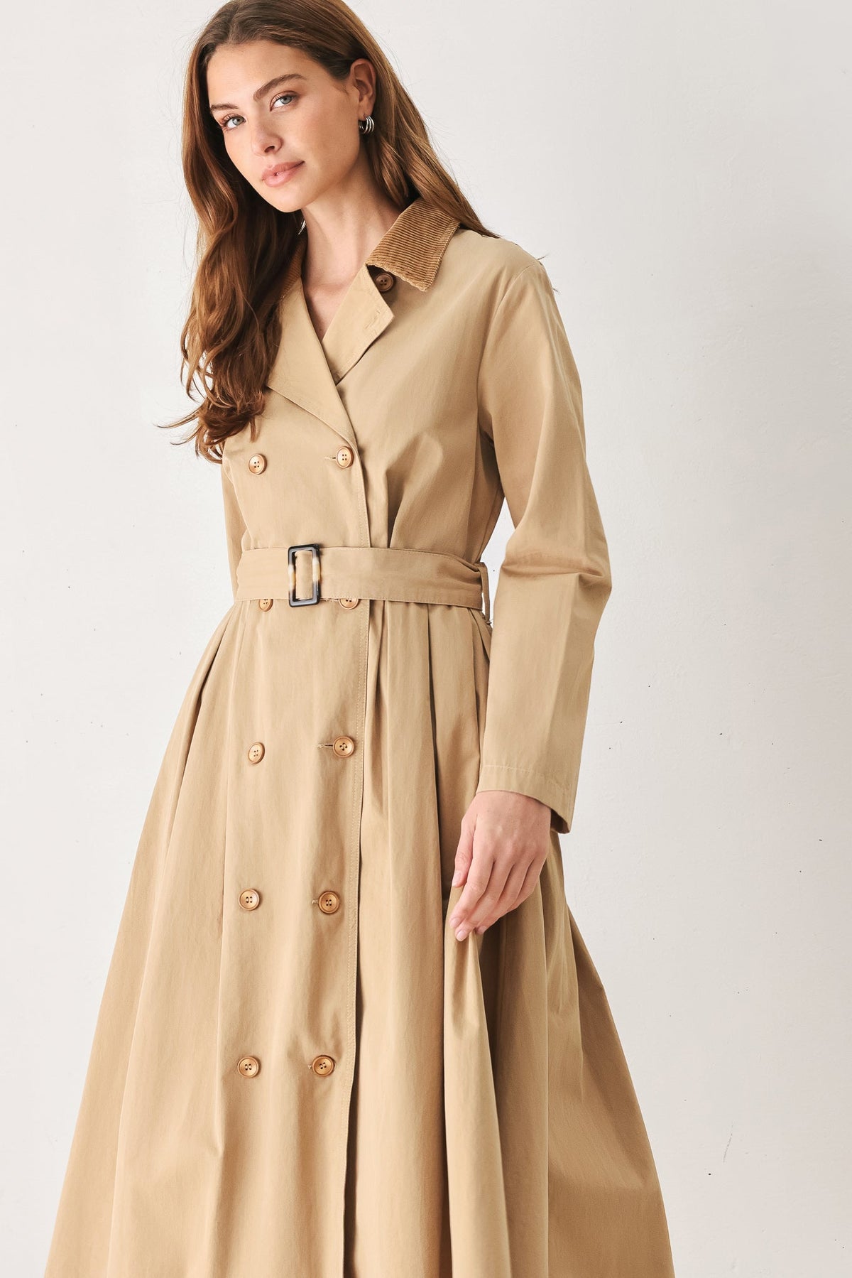 Falling Leaves Midi Trench Coat Dress