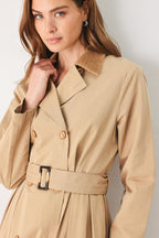 Falling Leaves Midi Trench Coat Dress