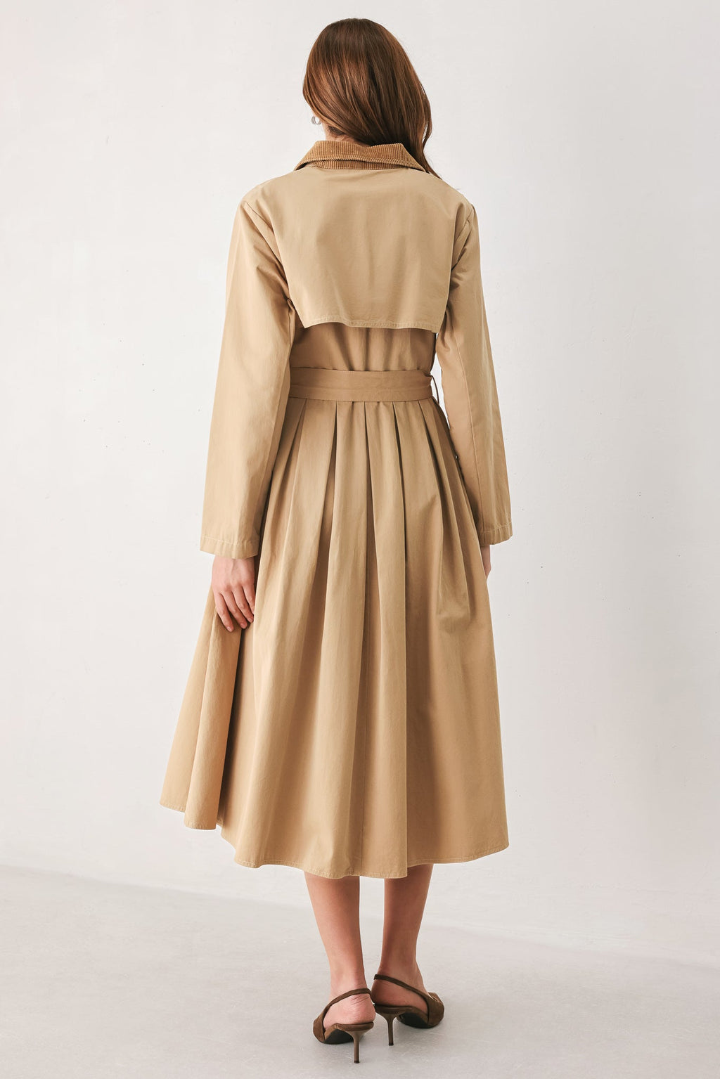 Falling Leaves Midi Trench Coat Dress
