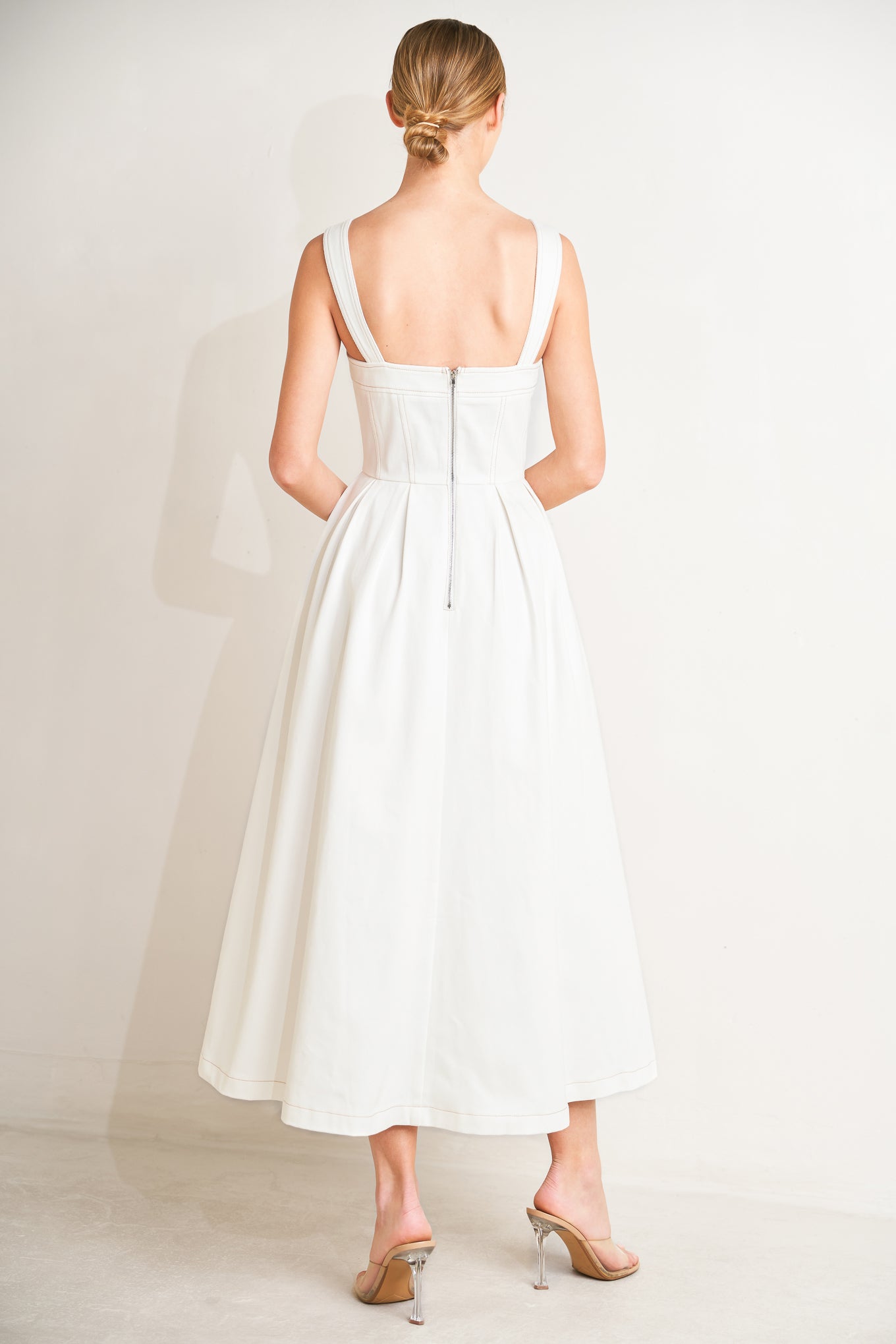 SERENE CHARM WOVEN MIDI DRESS