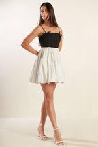 Patio Sunsets Woven Combination Mini Dress