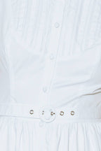 NUE EASE WHITE WOVEN MDI DRESS