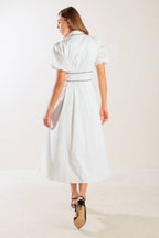 IN THE BREEZE WHITE WOVEN MIDI DRESS