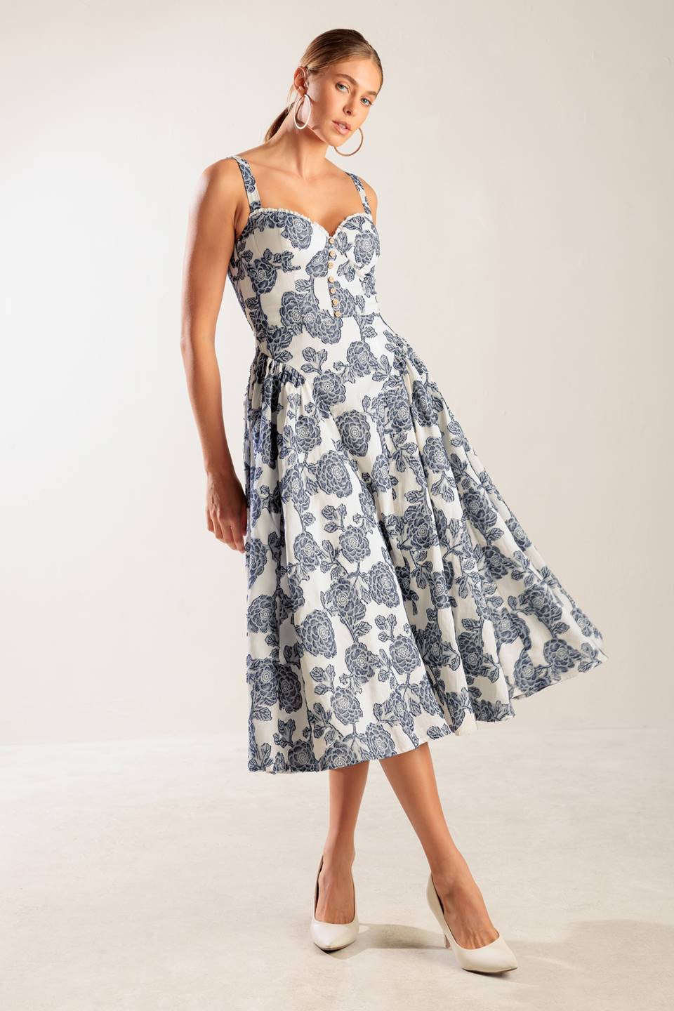 EXPLORING NEW INTERESTS WOVEN MIDI DRESS