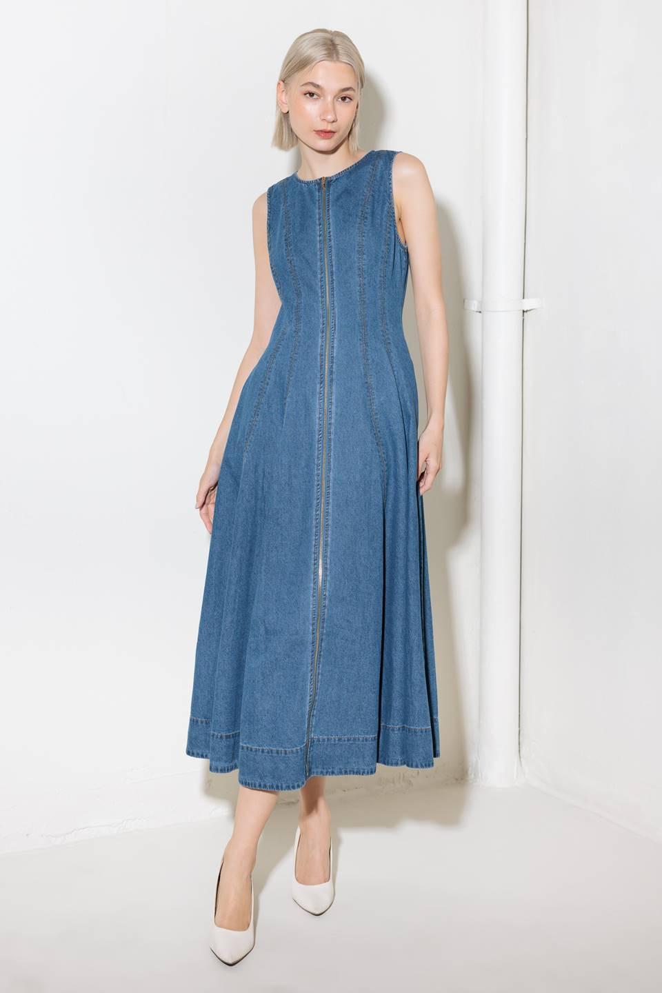 Effortlessly Poised Denim Midi Dress