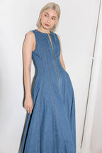 Effortlessly Poised Denim Midi Dress