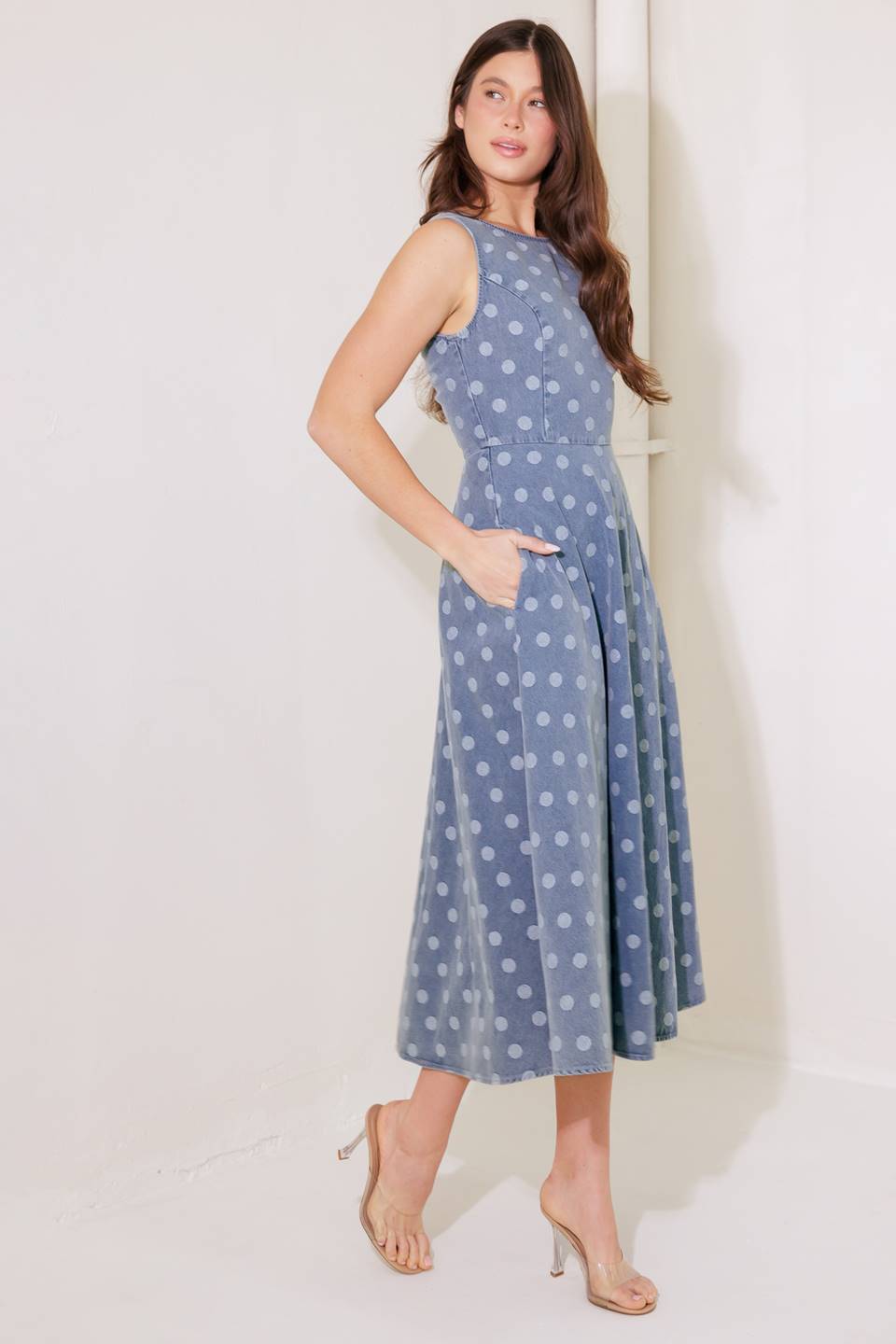 TOO SWEET TO ME DENIM MIDI DRESS
