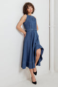 POET’S MUSE DENIM WOVEN MIDI DRESS