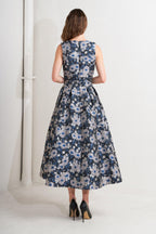 Lux Blooming Jacquard Midi Dress