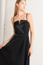 MIDNIGHT TUX WOVEN MIDI DRESS