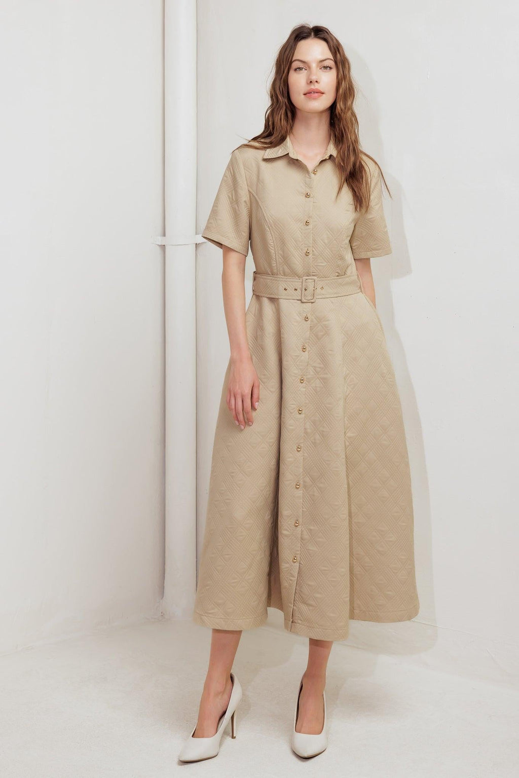 Neutral Chic Midi Dress