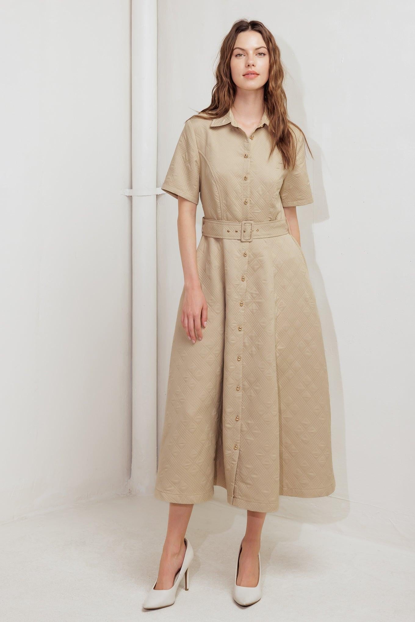 Neutral Chic Midi Dress