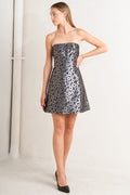 Shine On Me Woven Jacquard Mini Dress