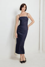 Quiet Curve Dark Denim Midi Dress