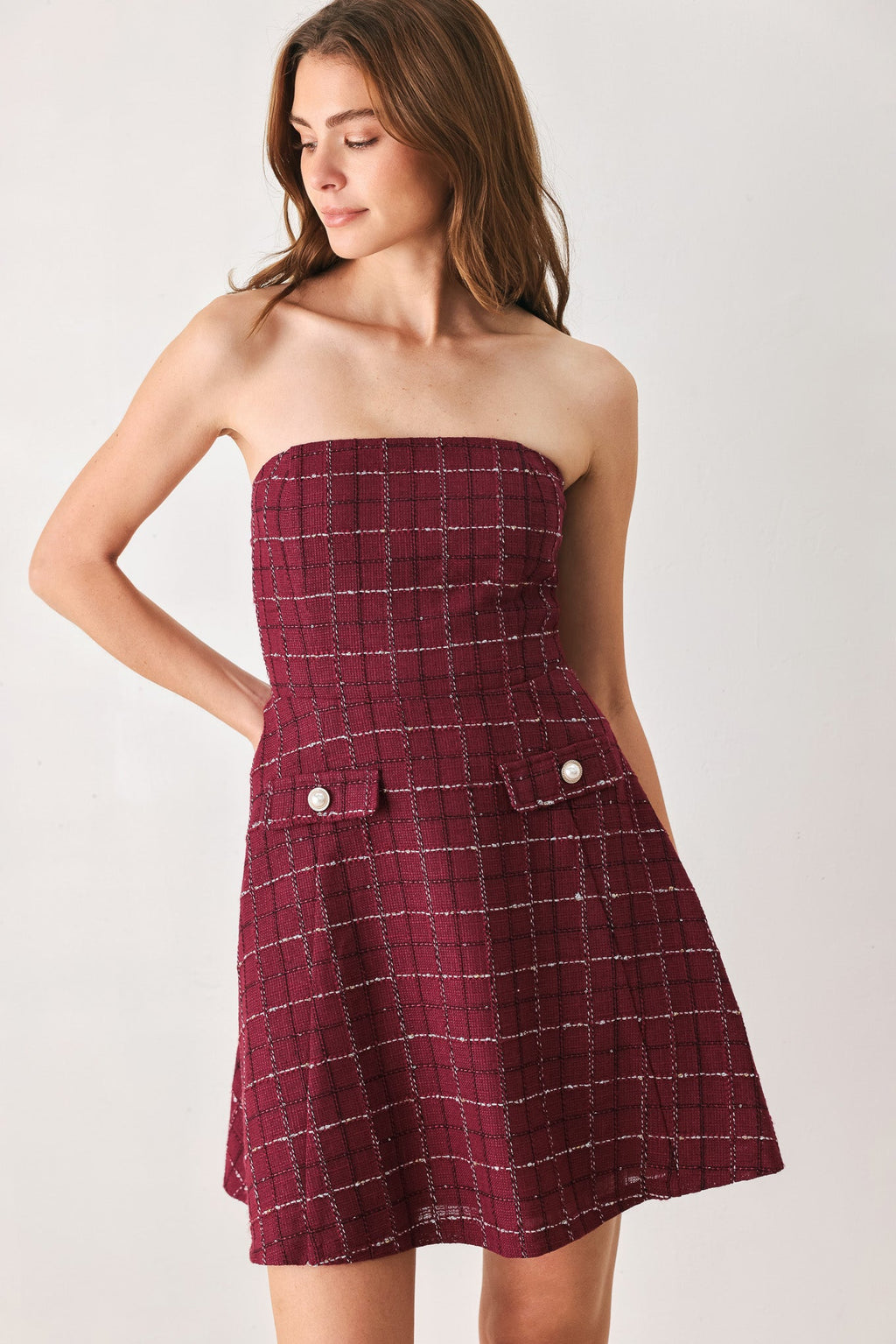 Tweed Doll Strapless Dress