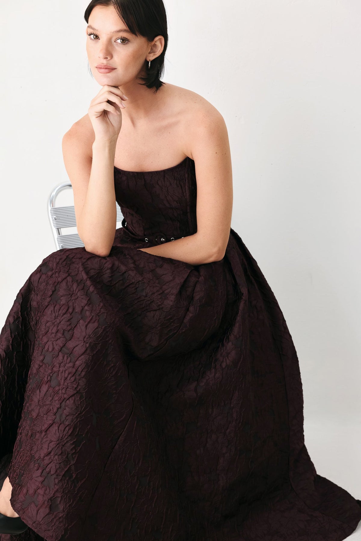 Burgundy Couture Sway Midi Dress
